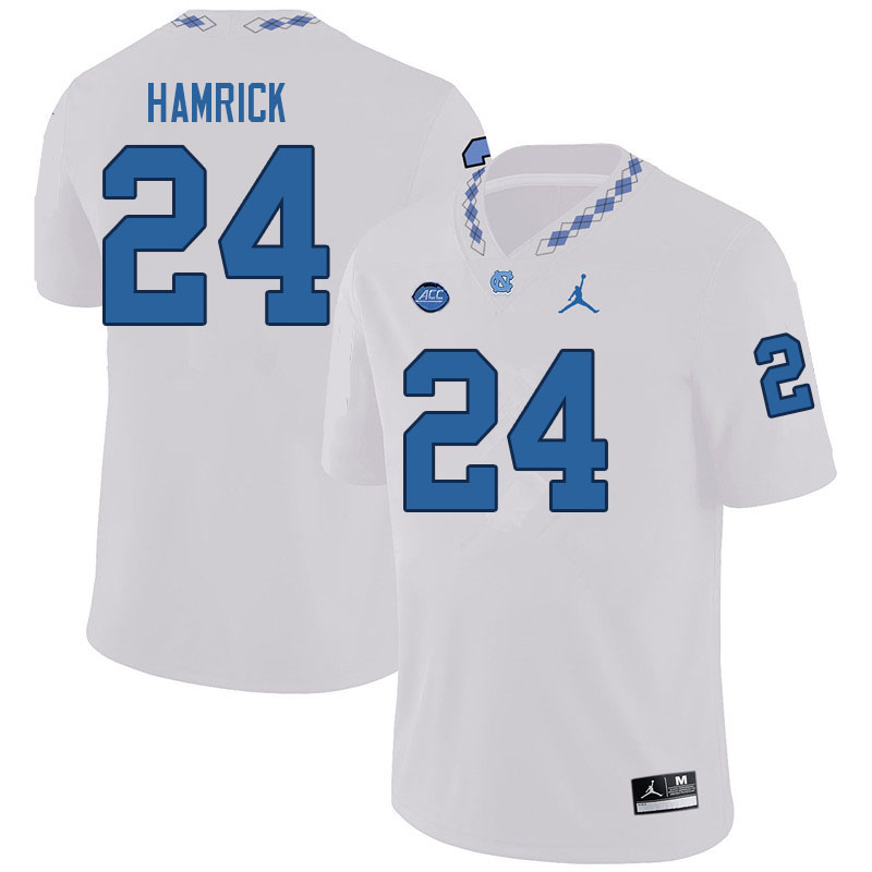 Men #24 Malaki Hamrick North Carolina Tar Heels College Football Jerseys Sale-White